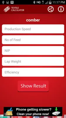 Textile Calculator android App screenshot 0